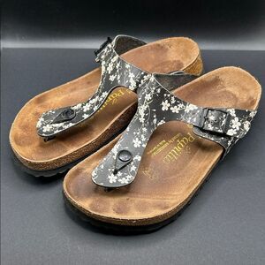 Birkenstock Papillio Gizeh Black Floral Sandals Size Women’s 8